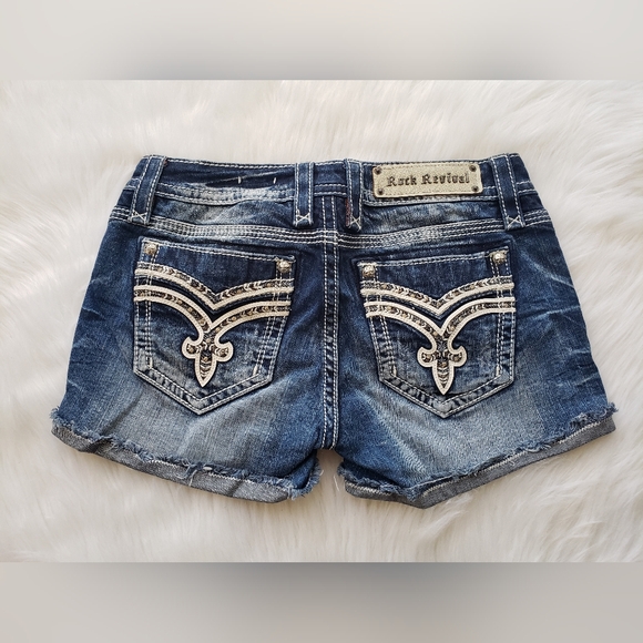 Rock Revival Distressed Blue Jean Shorts - Picture 5 of 5
